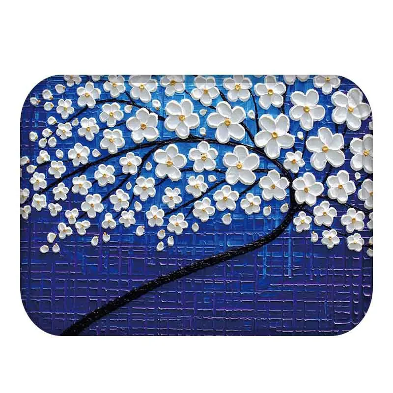 

mylb Home printed oil painting tree pattern, coral velvet ground mat, living room mat, door mat, antiskid pad