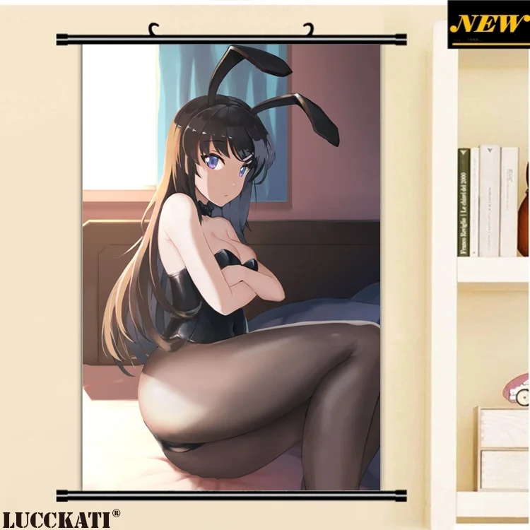 40X60 см, серия Seishun Buta Yarou, животные, заячьи уши, каплей лоли, мультфильм, аниме, Настенная картина, плакат, прокрутка, Картина на холсте
