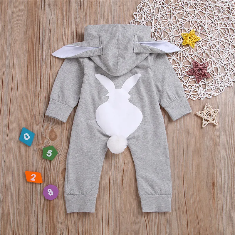 Baby Boys Jumpsuit Spring Long Sleeve Rabbit Ear Cotton Romper Newborn Baby Girls Clothes Easter Bunny Body Suits D1202