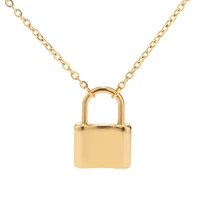 1pcs top quality never fade stainless steel gold tone lock square lock pendant necklace padlock charms choker necklace jewelry
