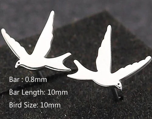 2 Изделия Золотые 0,8 мм Стальные Серьги с Птицей для Трагуса Украшения для Прокола Тела Мужчины Мальчики.