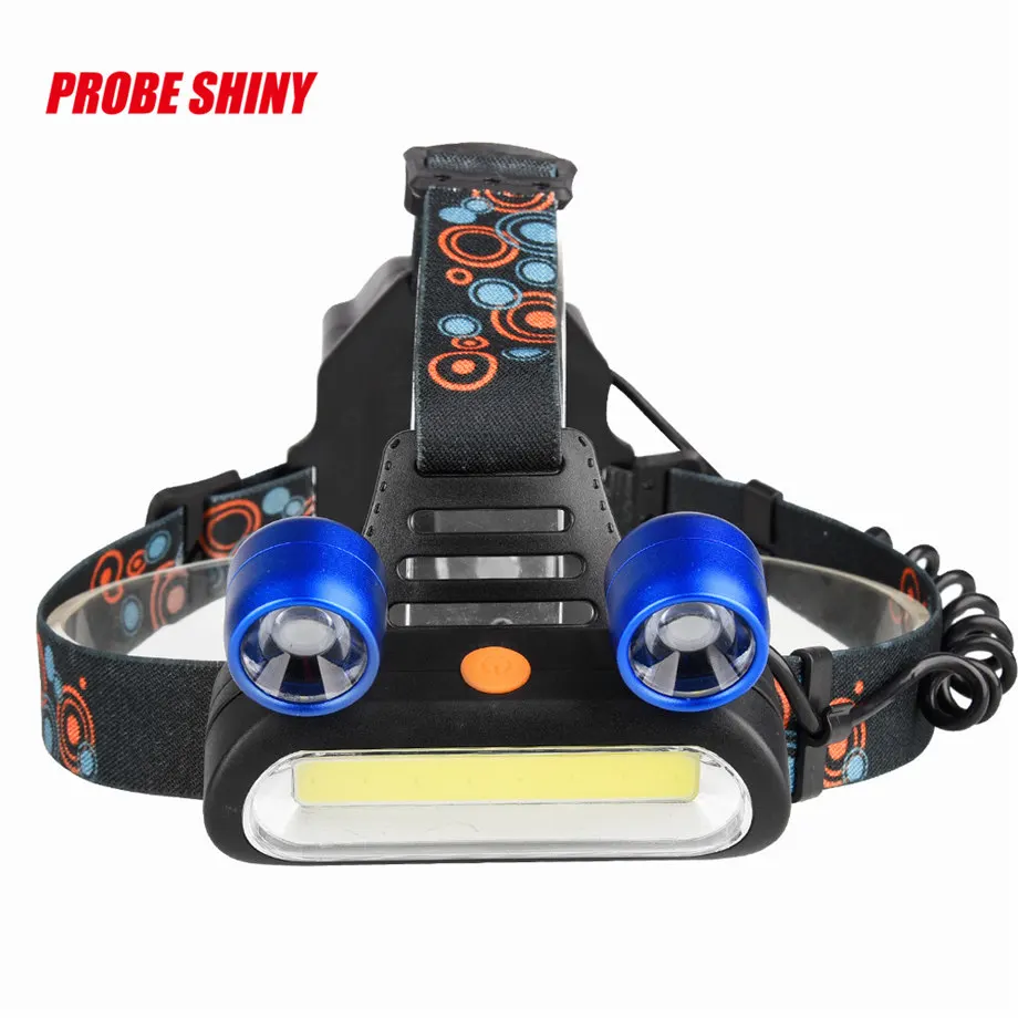 PROBE SHINY 2017 15000LM 2x XM L T6 светодиодный + COB Перезаряжаемый USB 18650 налобный фонарь синий
