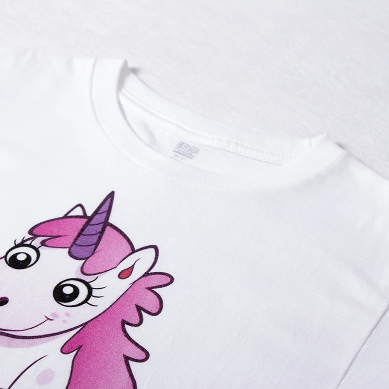 Детская одежда футболки для девочек с принтом пони лошади единорога 100% хлопок