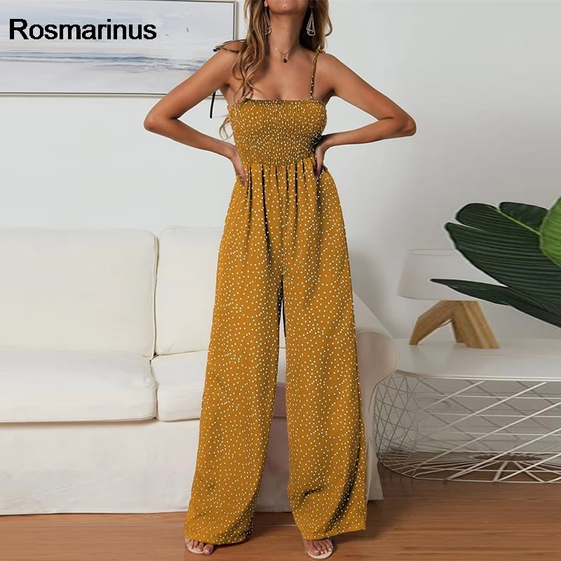 Женский пляжный комбинезон 2019 Мода Slash шеи без рукавов горошек Бохо с открытой