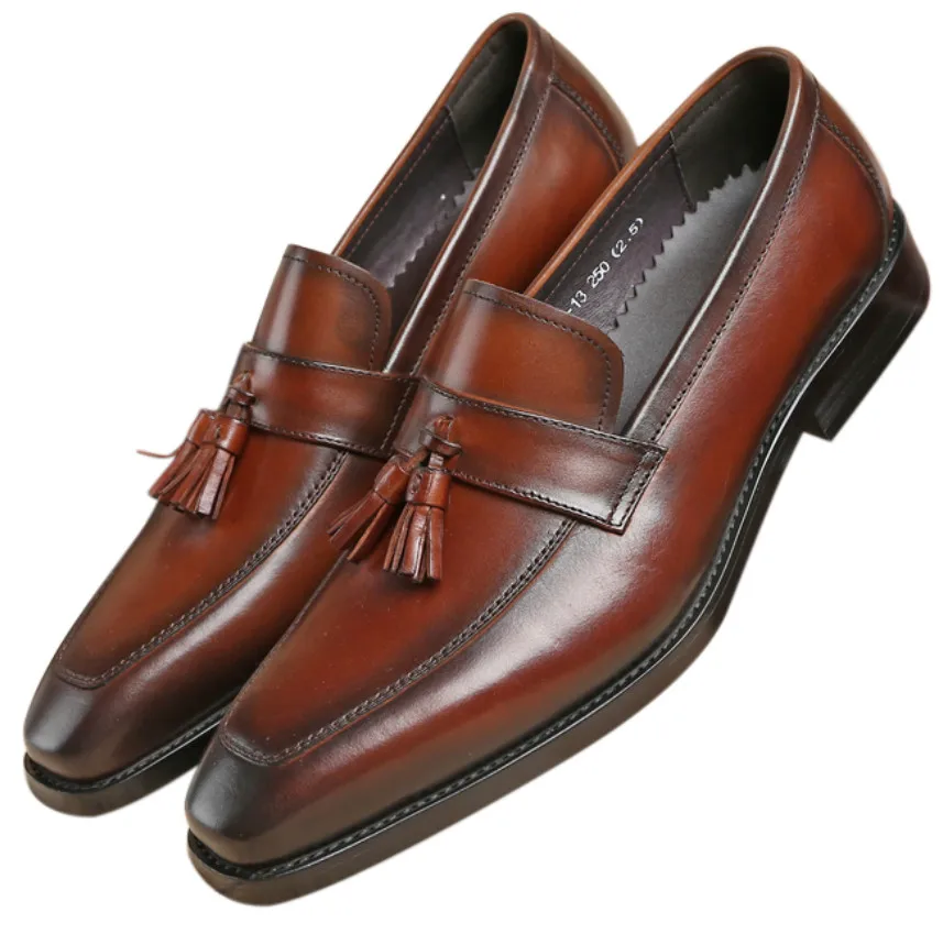 Fashion Black / Tan Tassel Loafers Wedding Shoes Mens Dress Genuine Leather Groom Boys Prom | Обувь