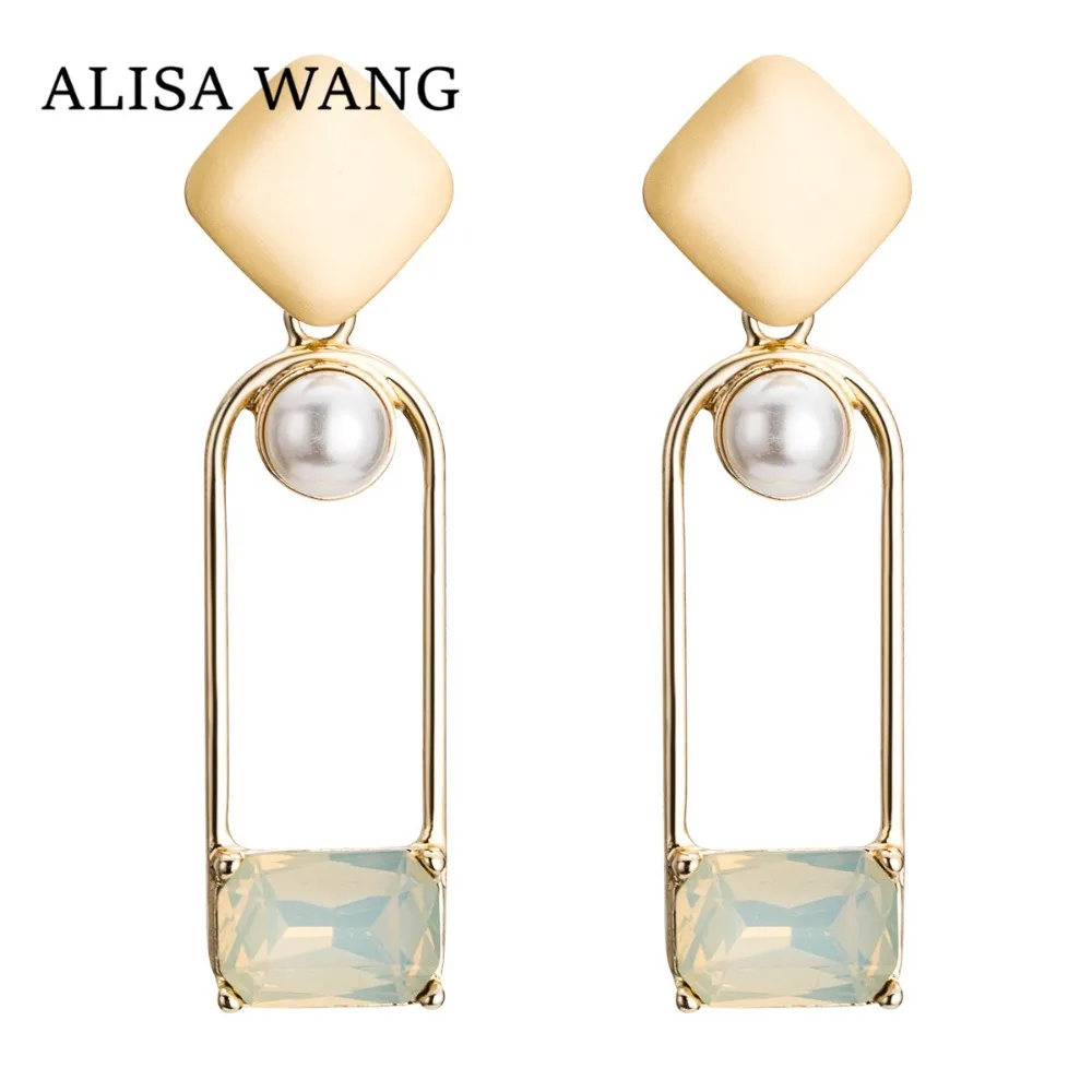 Новые золотые корейские серьги 2019 для женщин Модные полые квадратные