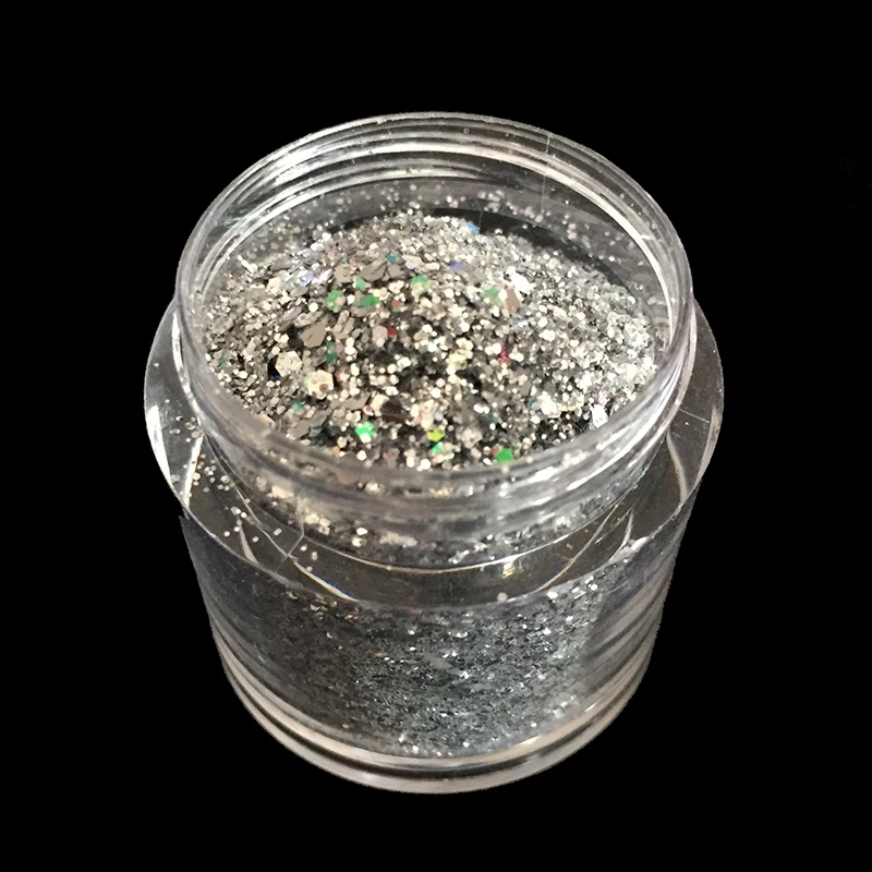 Hexagon Sequins Powder Shape for Glitter Christmas Craft Art Decoration Products Sliver Mixed Size with Shining Nail | Красота и