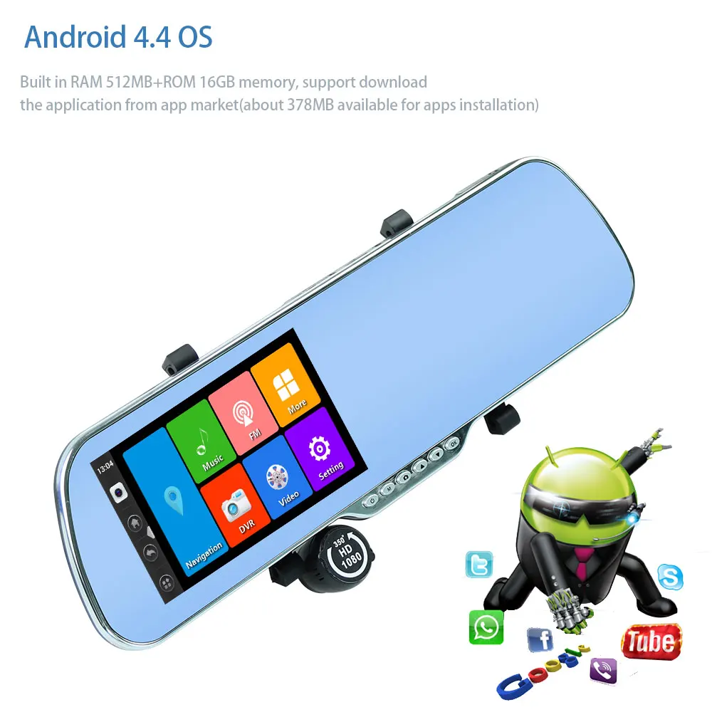 Автомобильный dvr 5 &quotAndroid камера с gps навигацией g сенсор WiFi Dash Cam зеркало заднего