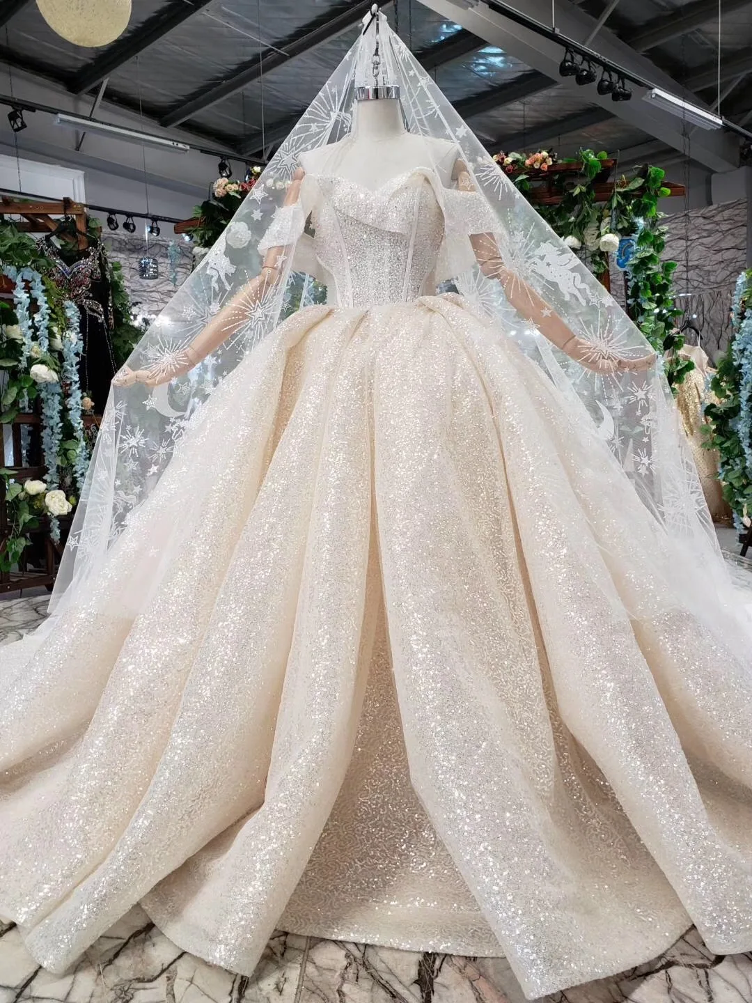 Дубай золото с открытыми плечами Элитные Свадебные платья 2019 винтажное