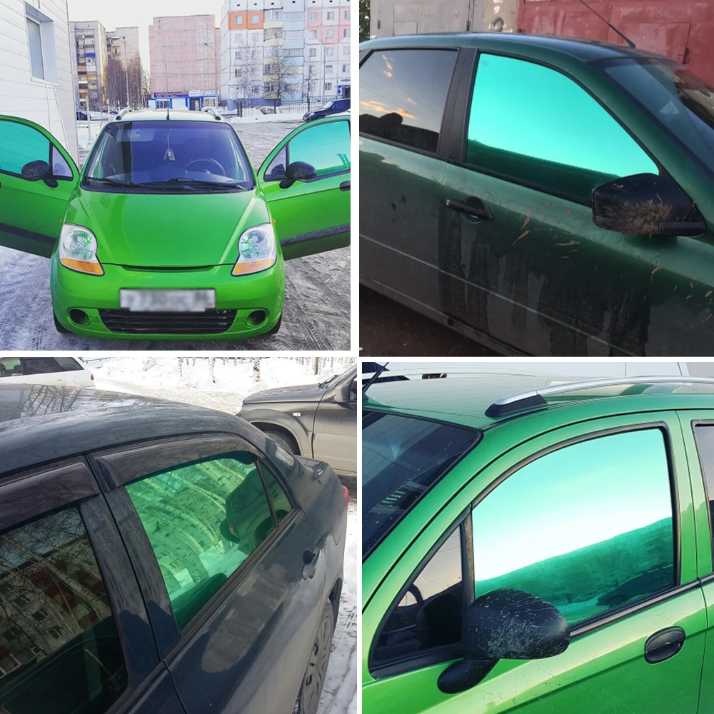 

Металлическая зеленая пленка VLT для окон автомобиля, Тонировочная пленка для боковых окон, Тонировочная пленка для дома, Солнцезащитная пле...