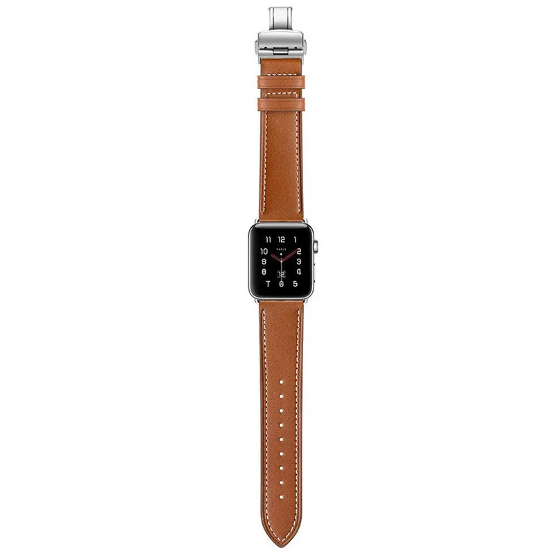 Для Apple Watch Band 38 мм/40 мм/42 мм/44 мм пояса из натуральной кожи полосы петли Ремешок Браслет Бабочка Пряжка для iWatch 4/3/2/1