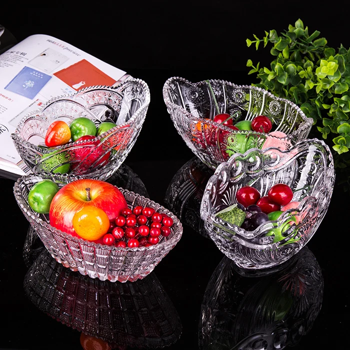 Прозрачная стеклянная тарелка для фруктов салатов десертов с кораблем|crystal glass