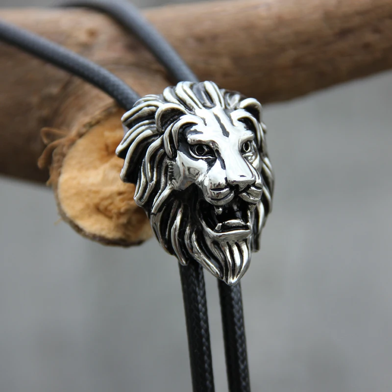 Original designer bolotie Stainless steel Lion head shape pendant bolo tie for men personality neck accessory free shipping | Аксессуары