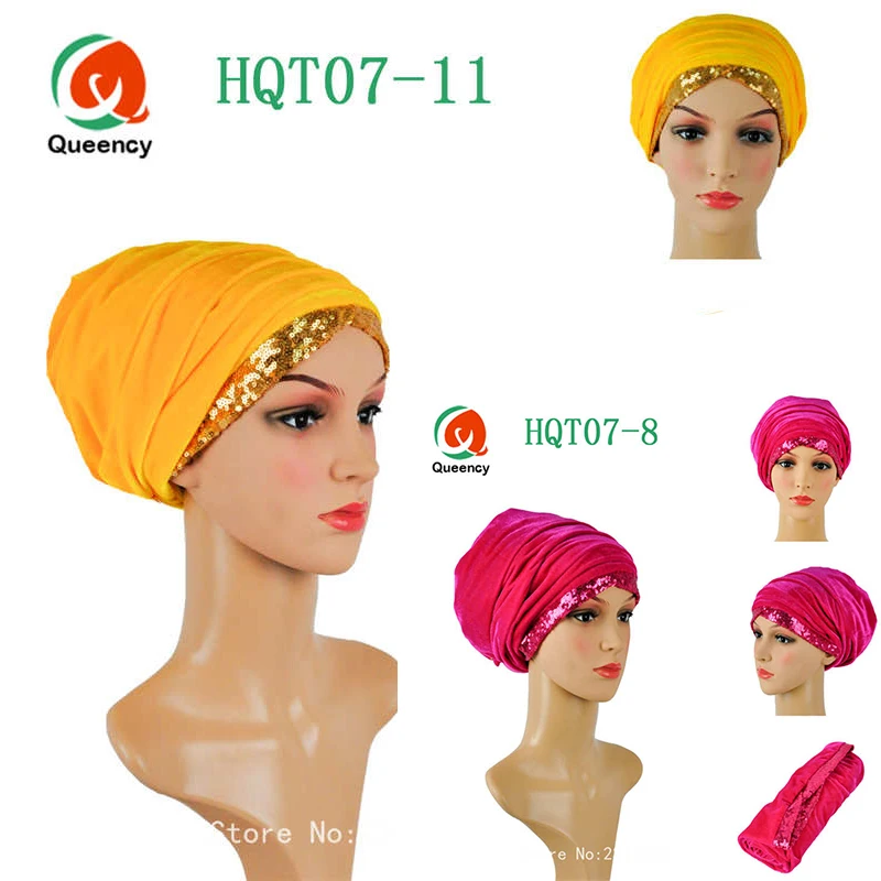 Модный бархатный тюрбан разноцветный с блестками в африканском стиле женский