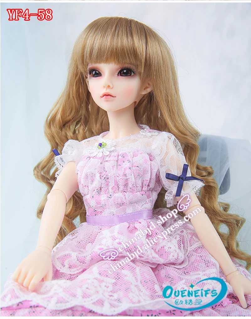 BJD SD Одежда для кукол 1/4 розовое длинное платье гренадин Кружевной Край бант для Minifee YF4-58 аксессуары для кукол