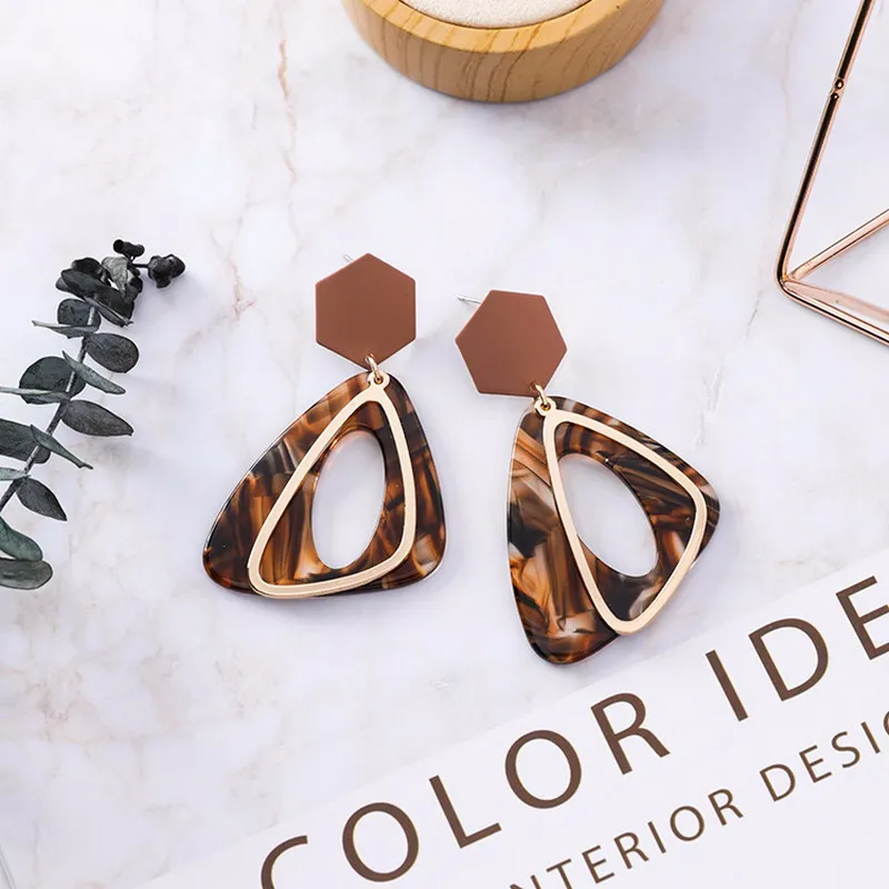 New Trendy Irregularity Triangle Acrylic Earrings for Women Simple Retro Alloy Geometry Dangle Drop Jewelry Bijoux 2019 | Украшения и