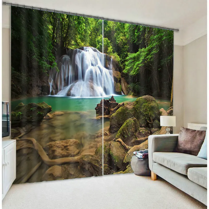

Mountain and water landscape Luxury Blackout 3D Window Curtains For Living Room Bedroom Drapes cortinas Rideaux Customized size
