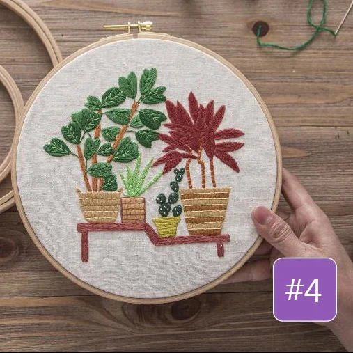 D DIY Противоударная заданяя Цветочная вышивка печатных рукоделие крест стежка швейная со комплект колец для начинающих ручной работы Nordic домашний декор - Цвет: D