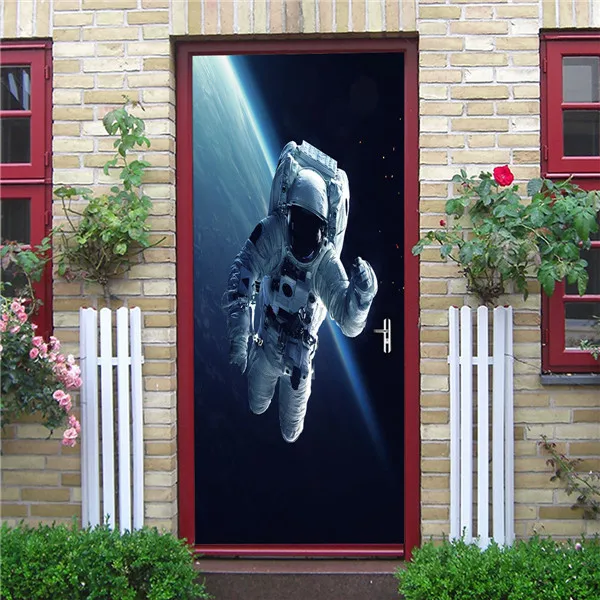MT314 77*200 см 3D космический астронавт наклейка на дверь DIY самоклеющиеся виниловые обои для гостиной Фреска домашний дизайн наклейки декор плакат - Цвет: MT314