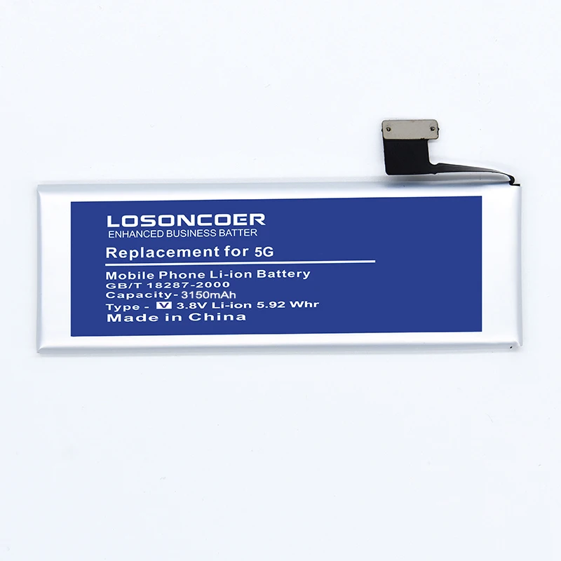 100% Оригинальный LOSONCOER 3150 мАч запасные аккумуляторы для телефона Apple iPhone 5