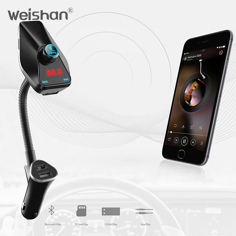 Weishan Новинка 2018 fm передатчик Aux модулятор Bluetooth Handsfree автомобильный комплект аудио