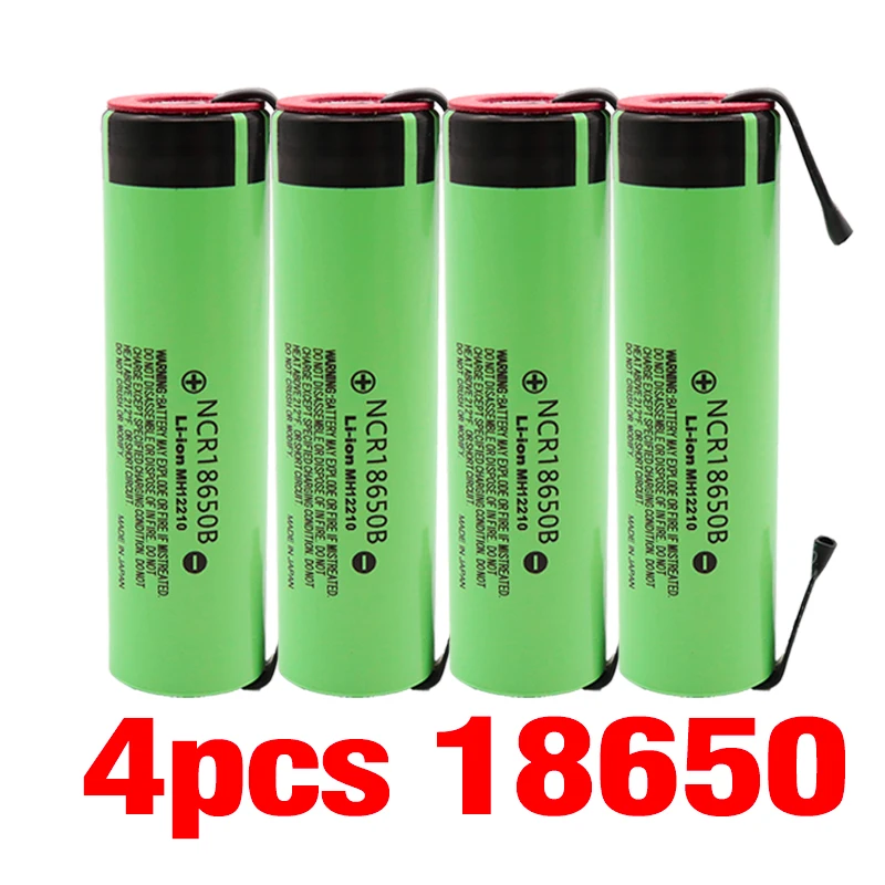 4pcs NCR18650B 3,7 v 3400 mah 18650 аккумуляторная литиевая батарея подходит для аккумулятор Panasonic DIY никель - Цвет: 4pcs