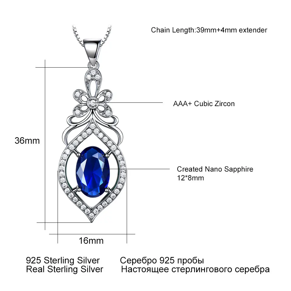 Женское Ожерелье с голубым сапфиром UMCHO ожерелье из 100% серебра 925 пробы