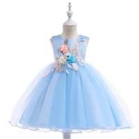 kids appliques jumper dress princess layered lace embroidered tulle dresses party wedding evening frock bow tie gauze vestidos