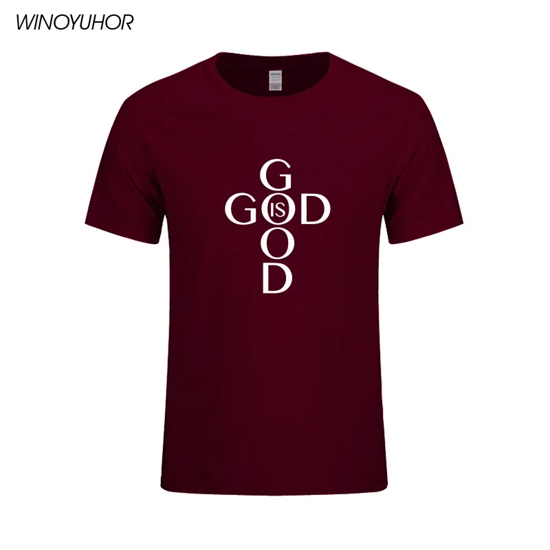 Мужская хлопковая футболка с принтом God Is Good летняя коротким рукавом
