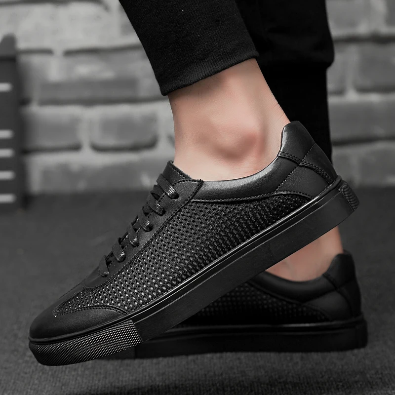 Size 38~46 men's genuine leather shoes HECRAFTED Fashion Comfortable male sneakers#AB711 | Обувь