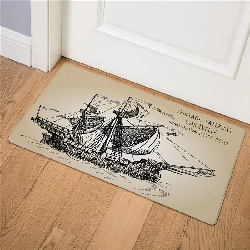 12 Винтажный домашний коврик с морским кораблем, открытый входной коврик, мягкий ковер, коврик для ванной, кухни, коврики - Цвет: 12