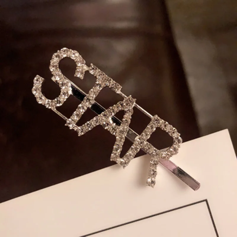 Star Crystal 1 шт. буквы из кристаллов блестящие заколки для волос стразы заколка из сплава персональные слова сексуальные милые девушки шпильки аксессуары головные повязки 36 - Окраска металла: Star Crystal