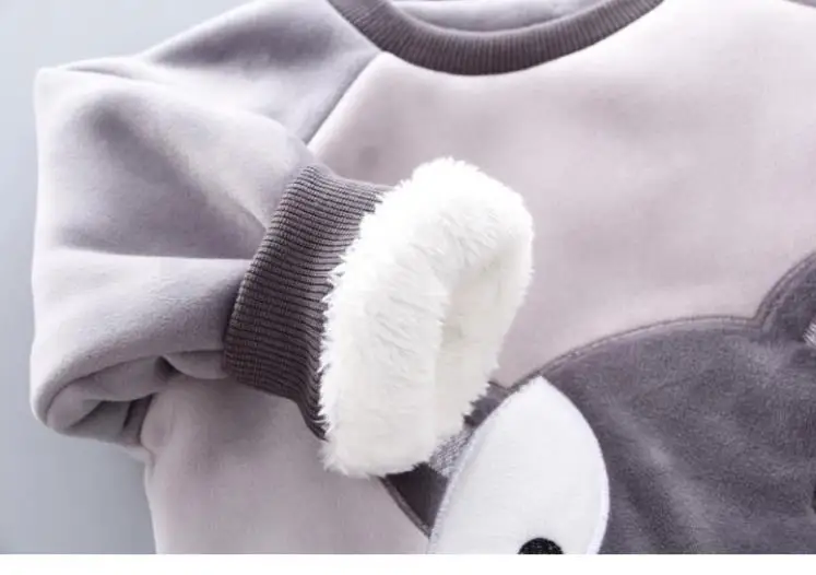 Baby Boys Girls Warm Set Winter Cartoon cat Kids Thickening Hooded Vest+Sweater+Pant Three-piece Sport Suits Children Clothing