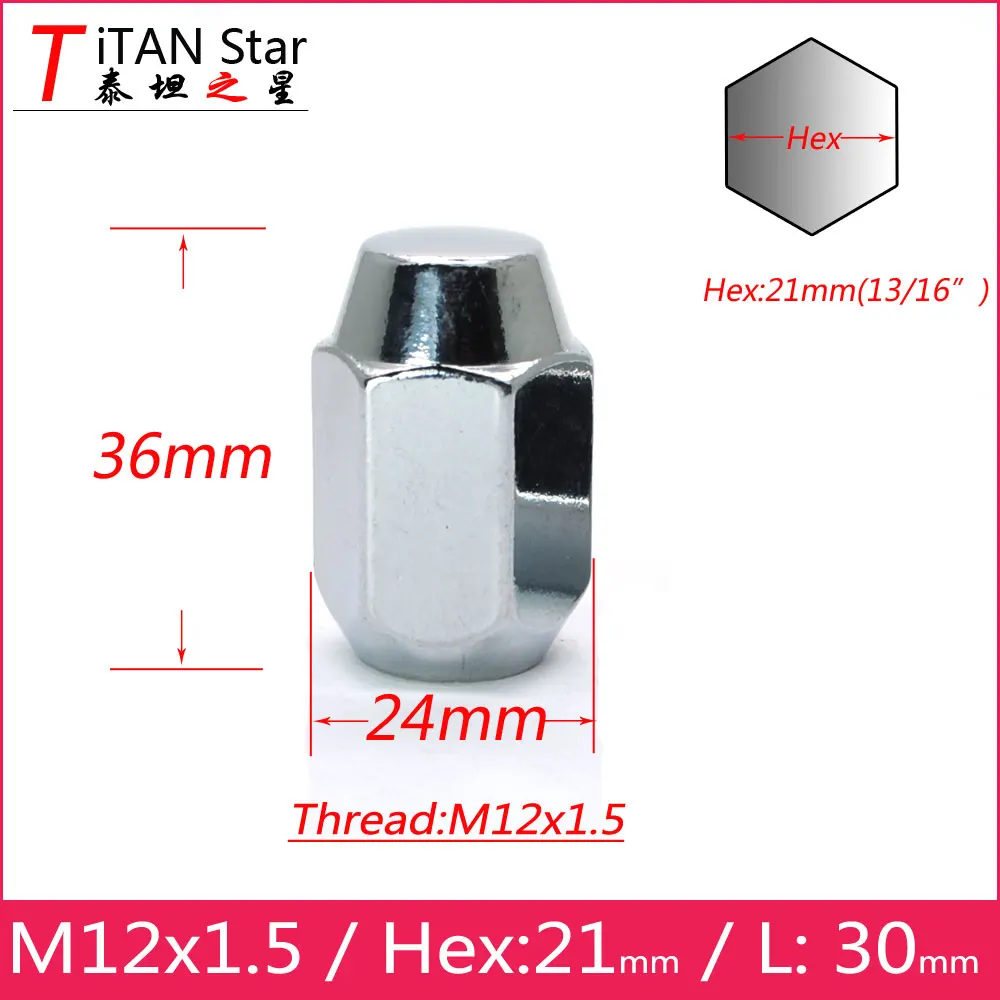 Колесные гайки M12x1.50 1 5 дюйма 4 шт. для колесных дисков шестигранные 21 мм Mazda KIA Hyundai