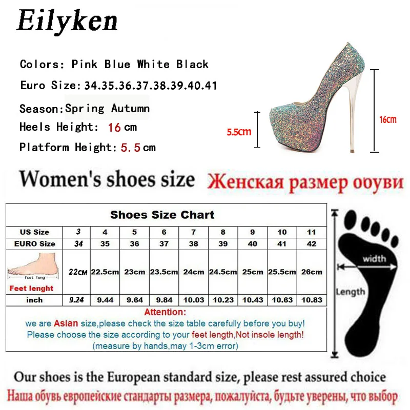 Женские Яркие туфли лодочки Eilyken привлекательные на высоком каблуке 16 см с