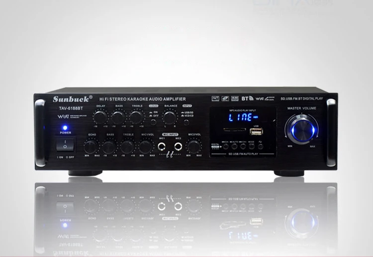 Усилитель высокой мощности HiFi 6188A/6188BT с дистанционным управлением дисплеем USB SD