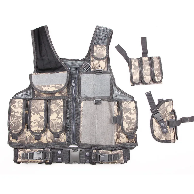 Джунгли камуфляж MOLLE, охота военный тактический уличный жилет CS Для мужчин бронежилет на открытом воздухе армейское оборудование жилет