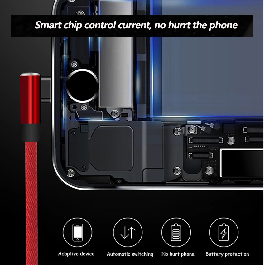 L-Line 90 градусов колено 8 pin USB кабель для iPhone Xs Max 7 6 5s Micro передачи данных Быстрая