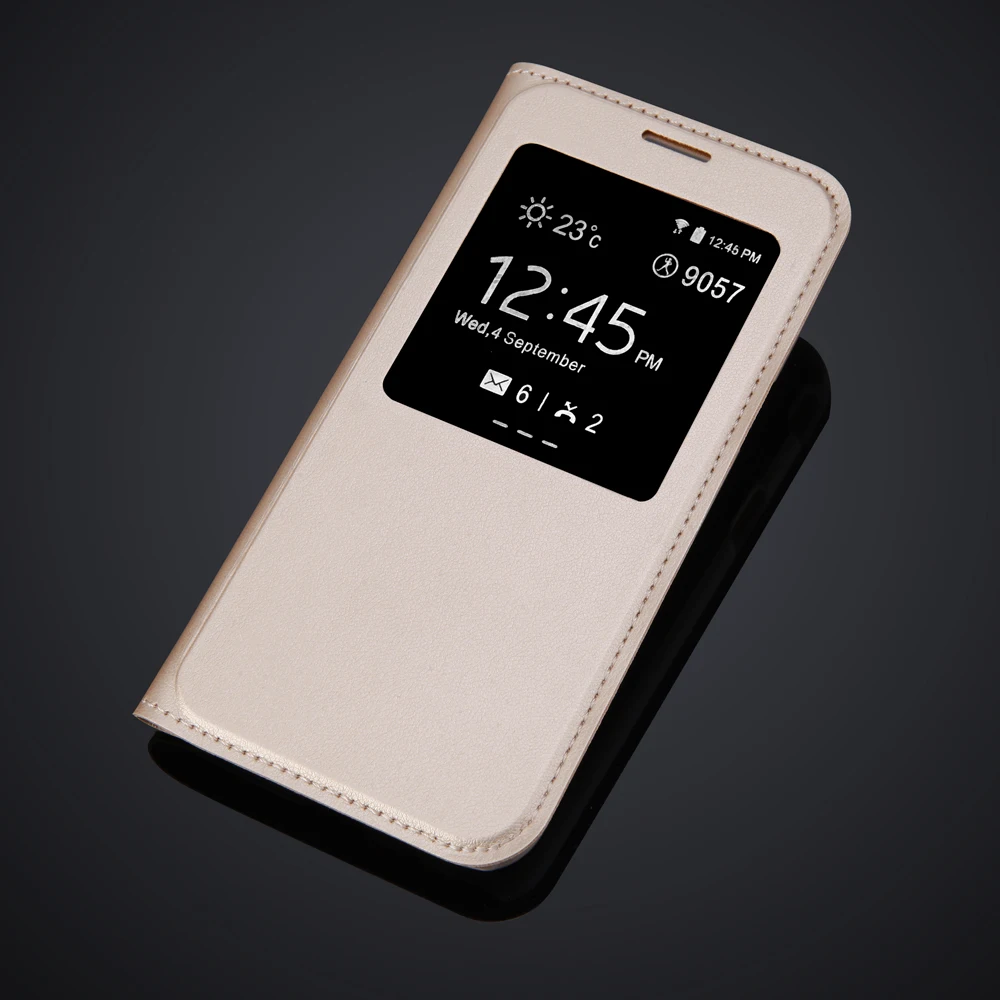 Роскошный тонкий флип кейс из искусственной кожи с окошком для просмотра чехол