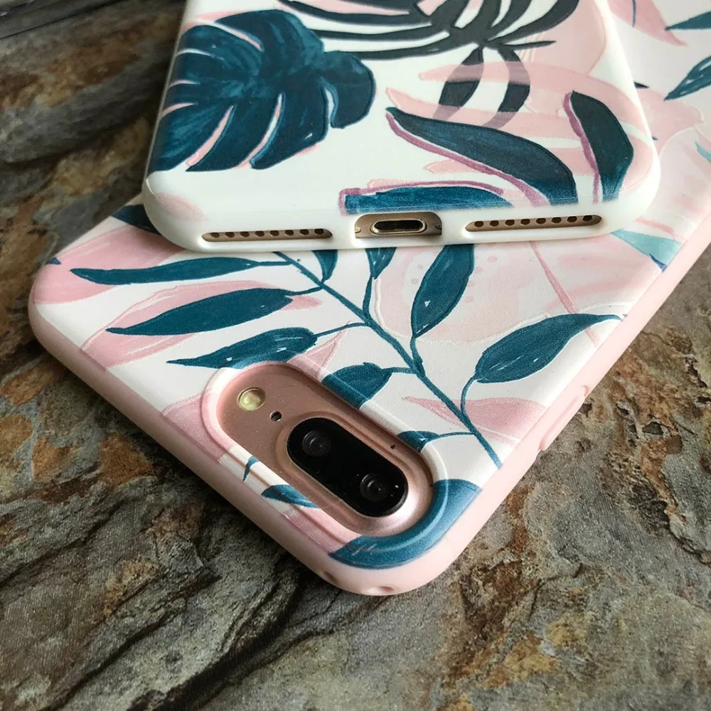 Kerzzil Fashion Artistic Leaf Phone Case For iPhone 7 6 6S 8 Plus frosted Soft Silicone TPU iPhone6 Leaves Back Cover |