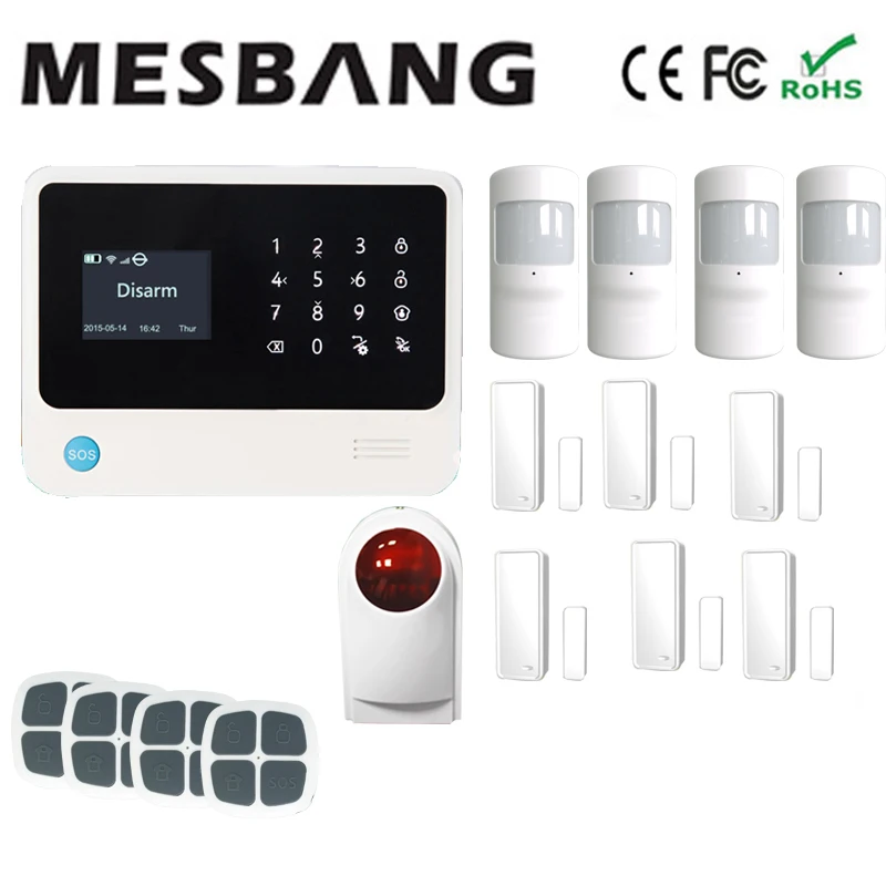 

white wifi GSM GPRS wireless alarm system smart home wireless outdoor siren with English French Russian Spanish,Dutch