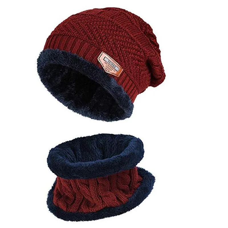 Теплая зимняя шапка, шарф, наборы Skullies шапка вязаная шапка шарф шапка зимние шапки для мужчин вязаная шапка мужская вязаная шапка