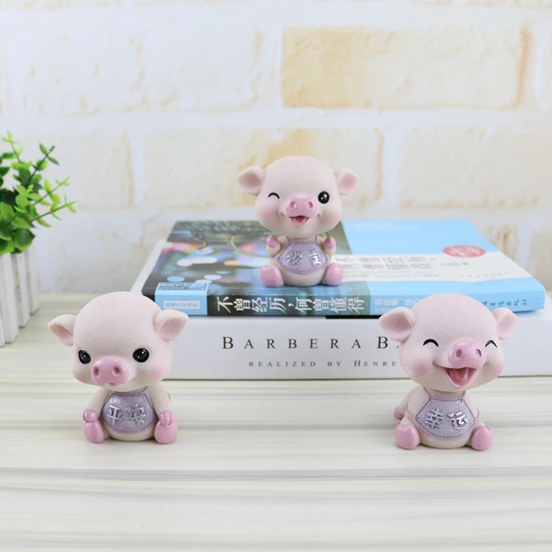 Cute Shaking Head Pig Baby Car Decoration Creative Resin Crafts Birthday Gifts Home Accessories Modern | Дом и сад