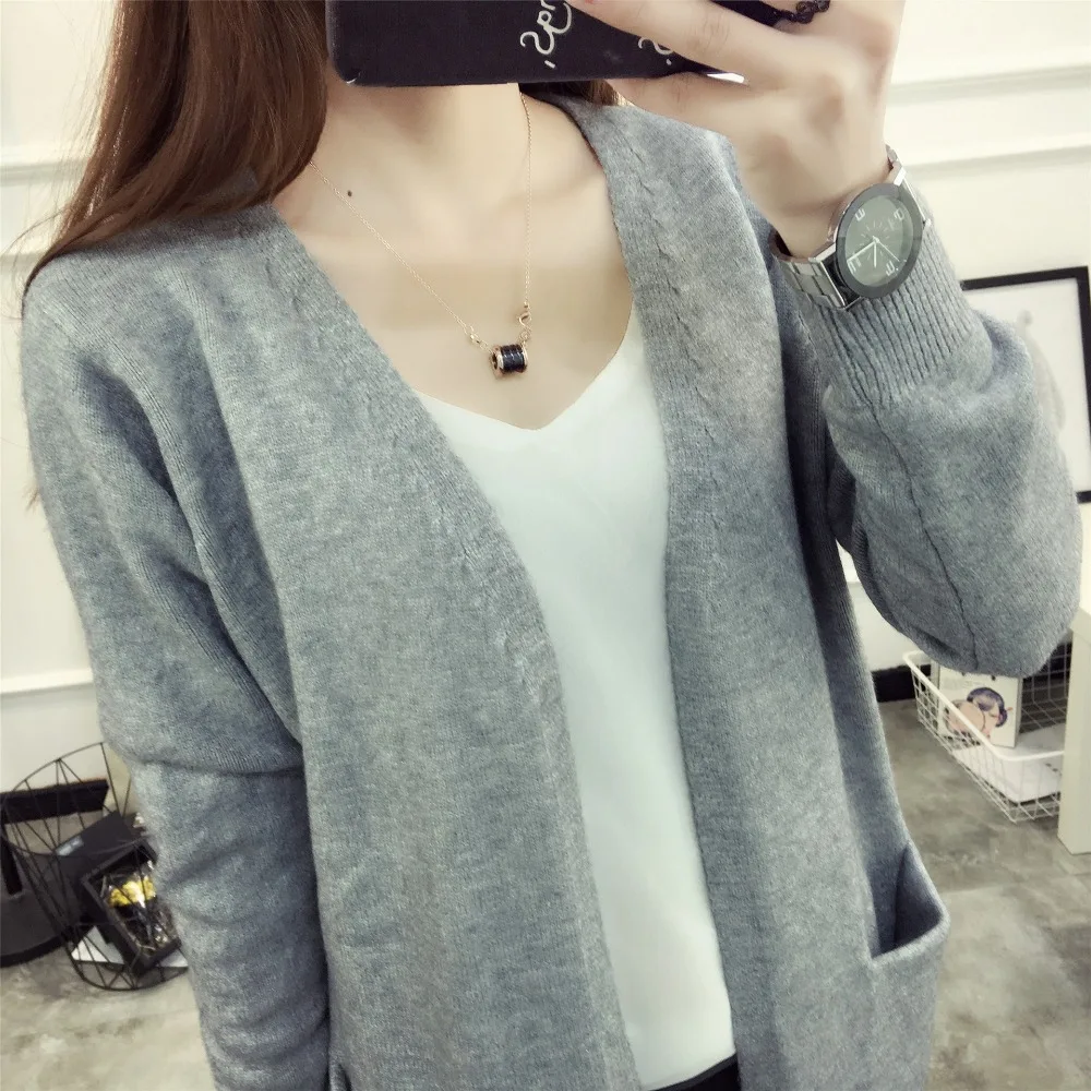 2017 Весна/осень новое длинное пальто свитер Корейская мода был тонкий Свободный