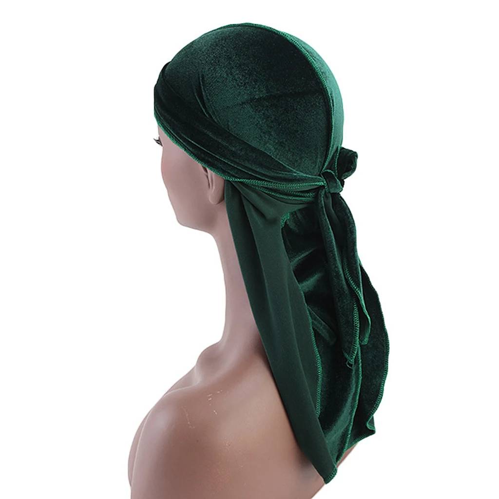 Women Men Long Tail Plain Velvet Bandana Turban Hat Durag Headwear Pirate Cap Head Wraps | Аксессуары для одежды