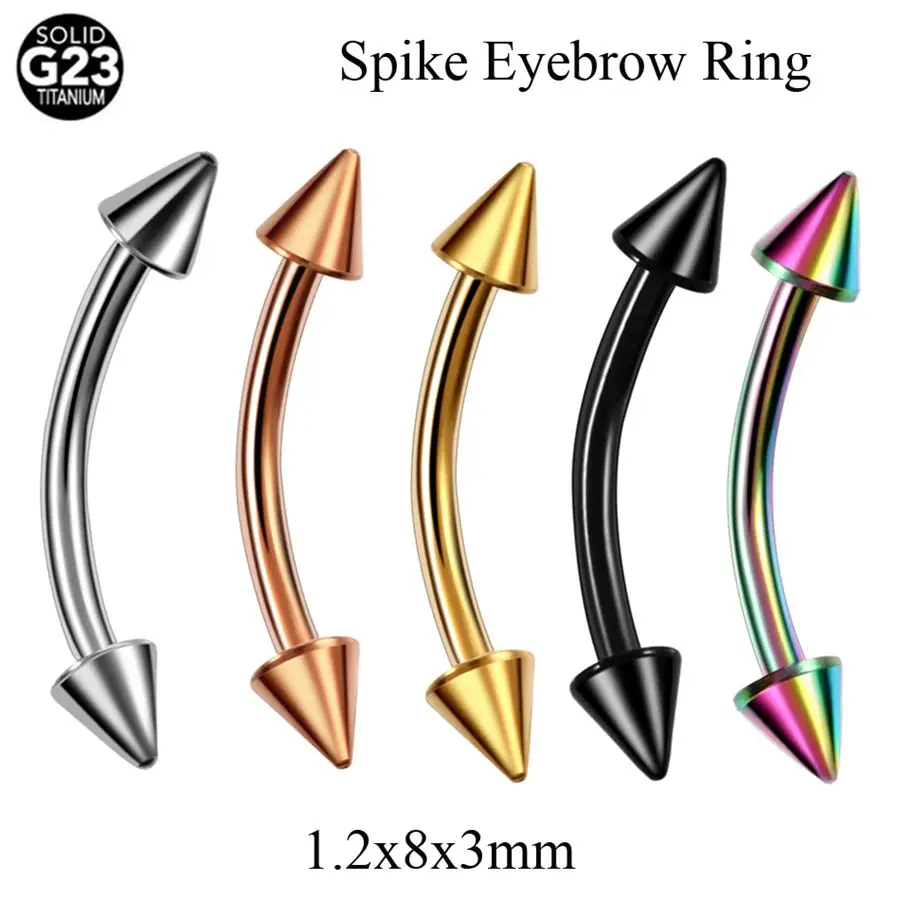 Eyebrow Spike 8mm 1 шт. G23 титановые кольца для носа, губ, ушей, хряща, пирсинга, бровей, подковообразные кольца, пирсинг, кольцо из бисера, Сексуальные Ювелирные изделия для пирсинга - Окраска металла: Eyebrow Spike 8mm