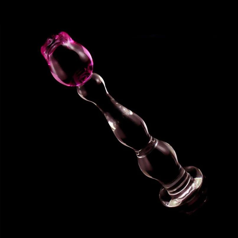 Rose Design Glass Dildo Dick Penis Crysral Anal Plug Beads Butt Message for Women Female Masturbation Adult Product | Красота и