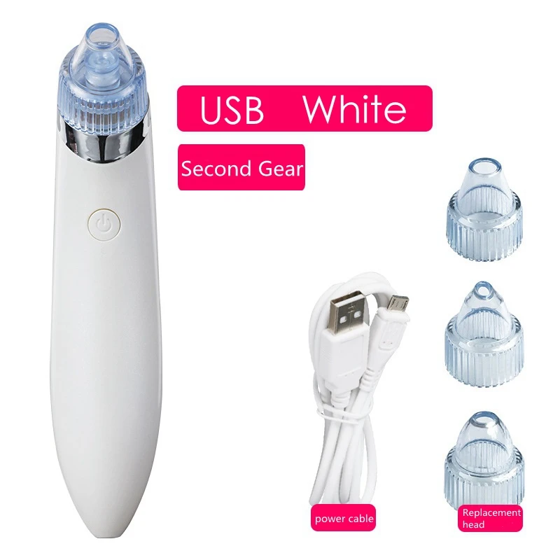 white Удаление акне Черный инструмент для очистки пор Очищение лица USB штекер очиститель лица набор косметических средств уход за лицом машина Professional инструменты - Цвет: white
