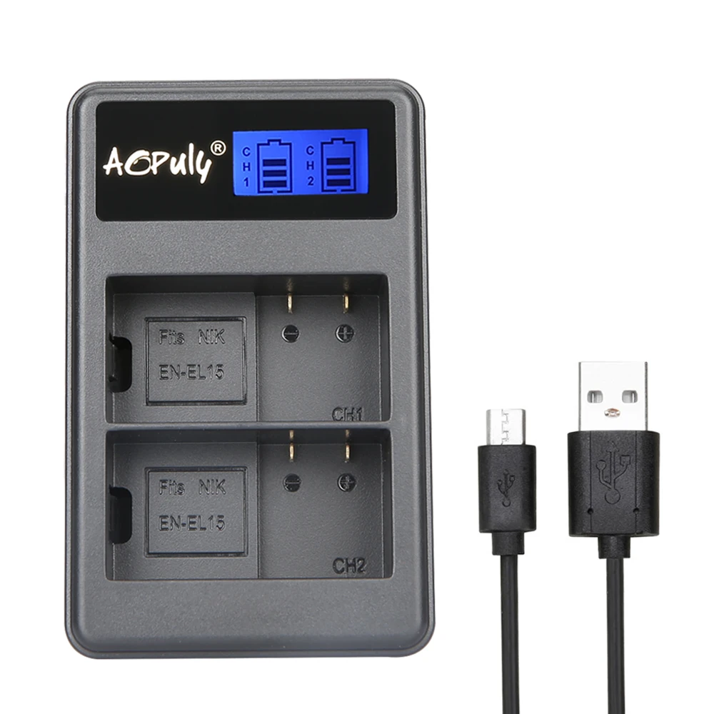Зарядное устройство EN15 EN EL15 1 шт. двойное зарядное с ЖК дисплеем и USB для камер Nikon