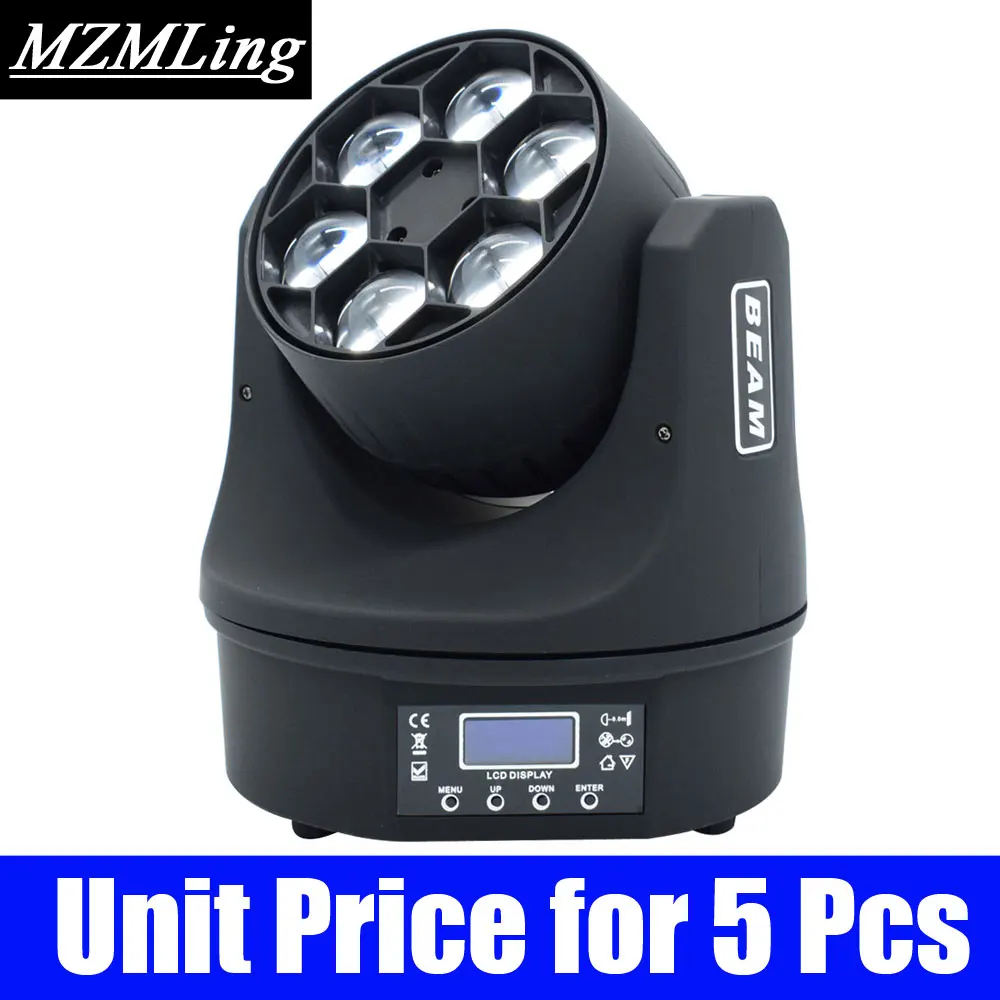Unit Price for 5 Pcs 6x15 Вт RGBW 4в1 светодиодный мини пчелиный глаз луч светильник DMX512 движущийся головной светильник DJ/бар/вечерние/шоу/сценический светильник светодиодный сценический станок - Цвет: Unit Price for 5 Pcs